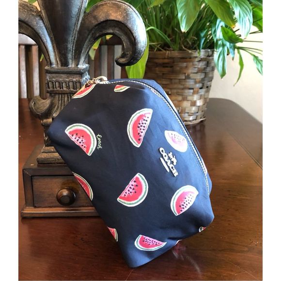 COACH - Watermelon Cosmetic Bag in Navy Canvas. So cute and LIKE NEW! 🍉 - Picture 10 of 12
